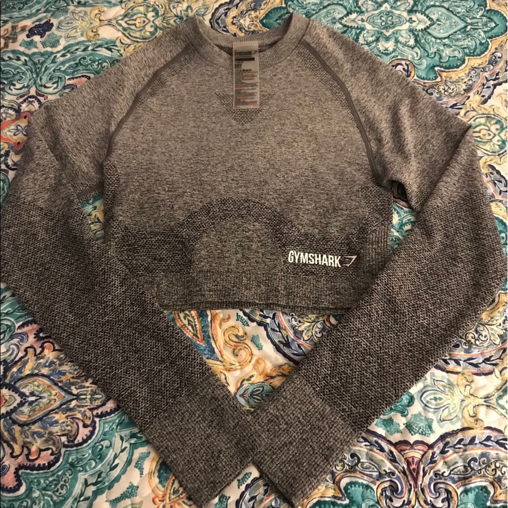 Gymshark Black/Grey Ombré Long Sleeve Crop Top